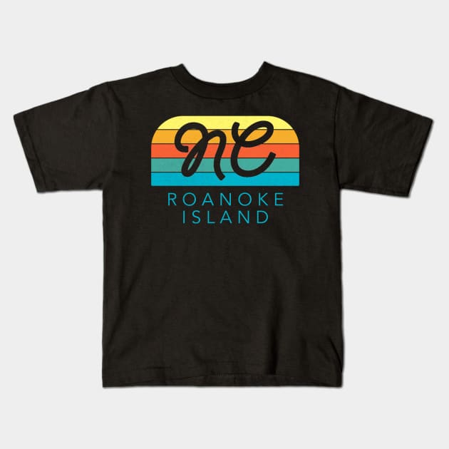 Roanoke Island Sunrise Summer Vacation in NC Kids T-Shirt by Contentarama